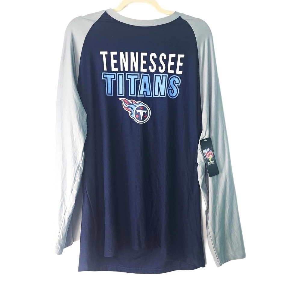 NFL Team Apparel Tennessee Titans Mens Sleepwear Raglan Shirt Navy Grey Large